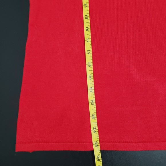 Cable & Gauge XL Sleeveless Red Blouse with Mock Neck, Jeweled Neck Decor - Picture 6 of 10